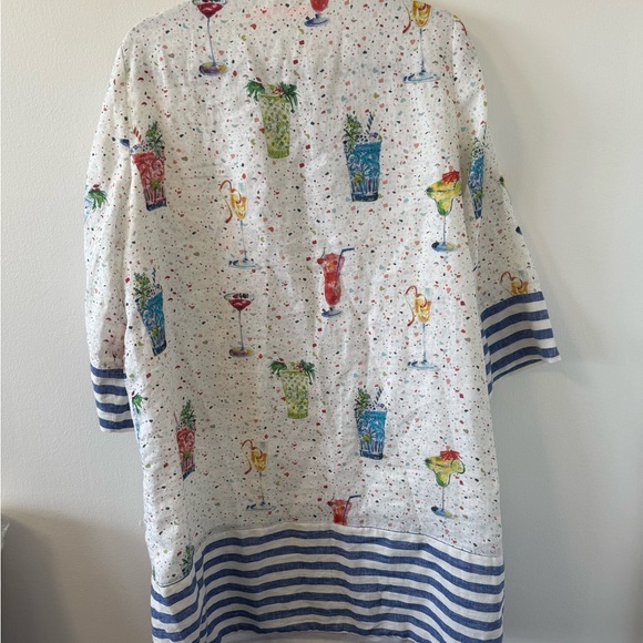 Vilagallo Linen Dress with Cocktails Size 46 - Picture 5 of 7